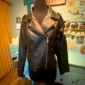 Faux leather moto jacket